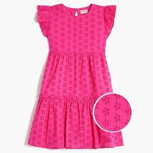 Crewcuts Fuchsia Eyelet Kids Dress - Size 7